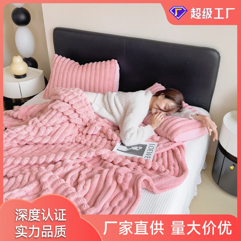 Rabbit Plush Blanket Flannel Blanket Coral Fleece Office Nap Blanket Gift Blanket Thickened Air Conditioning Blanket - Image 2